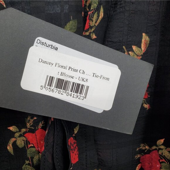Disturbia Darcey Floral Print Chiffon Tie Front Blouse Top Women Size US 4 NWT - Picture 7 of 16